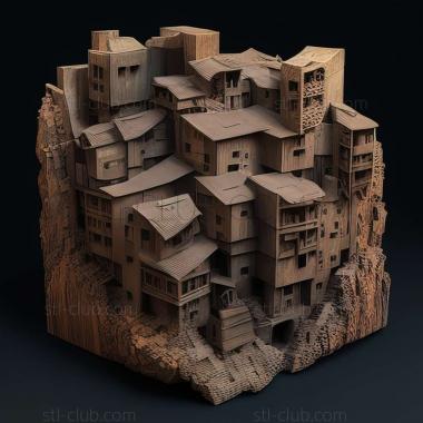 3D model Hashima in Japan (STL)